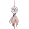 Decorative Figurines Ins Car Pendant Dream Catcher Creative Rearview Mirror Decoration Feather Hanging Safe All The Way