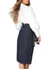 Skirts Women S Denim Midi Skirt With Belt Solid Tie High Waist Button Closure A Line Slim Knee Length Pencil