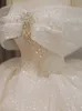 Świecąca linia suknia ślubna cekinowe aplikacje długie blingbling dubaj saudyjskoarabski suknia balowa suknie ślubne Off The Shoulder bez pleców suknie ślubne