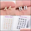 Stud Az Alphabet Earrings Stainless Steel Initial Letter For Women Girls Kids Personalize Everyday Jewelry Drop Delivery Otqrn