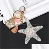 Key Rings Starfish Car Keychains For Girls Women Bag Jewelry Accessories Tassel Conch Shell Pearl Pendant Sea Animal Metal Keyring D Dh4To