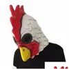 Maschere per feste Maschera di gallo in lattice bianco Annuncio di galletto di pollo pazzo Halloween Spaventoso Divertente Masquerade Cosplay 220704 Drop Delivery Home Ga Dhfze