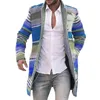 Men's Hoodies Long Jackets Warm Winter Overcoat Cardigan Casual Trench Coat Striped Outwear J55