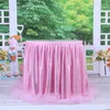 Table Skirt Shining Pink Tulle Tutu Cloth 3 Layer Long Yarn Wedding Birthday Baby Shower Party El Tableware Decoration