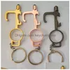 Nyckelringar Hissknappar Keyring Kontaktlös dörröppnare Keychain Chain Safety Grip Ring Protection Isolation No Touch Metal EDC T DHMAO