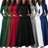 Casual Dresses Storlek S-5XL Maxi Abaya Jilbab Women Sleeve Long UK Islamic Muslim Dress Prom Kaftan