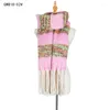 Ethnic Clothing 2023 Ladies Thick Shawl Dog Tail In Autumn And Winter Circle Yarn Tassel Braided Hair Striped Scarf.