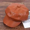 Berets Fashion Ladies Dames Girls Leather Baker Boy Peaked Cap Sboy Hat