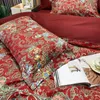Yatak takımları lüks kırmızı dijital baskı pamuk saten seti yüksek yoğunluklu yorgan yatak yatak keten yastık kılıfları ev tekstil