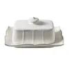 Plates Ceramic Butter Sealing Box Plate Container Cheese Server Storage Keeper Tray Serving Dish Kitchen Tools