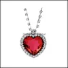 Подвесные ожерелья Peach Heart Vintage Angel Wings Red Crystal Jewelry