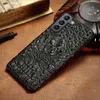 Samsung Galaxy S23 Ultra S22 S21 S20 3D Crocodile Skull Armor Back Coverのための本物の革ケース