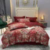 Defina a cama Luxury Red Digital Printing Cotton Cetin Conjunto