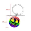 Llaveros Moda Gay Lesbian Pride Sign Llaveros Para Mujeres Hombres Rainbow Color Glass Gemstone Charm Chains Lgbt Jewelry Accessories Dhsc6