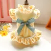 Dog Apparel Princess Velvet Bowknot Dress Casual Cat Clothes Pet Jumpsuit Puppy Kitty Overalls For Chihuahua Teddy Yorkie Autumn