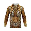 Herrtröjor djur tiger 3d tryckt hoodie casual långärmad sportkläder fritidskläder zip släpp ankomst jul