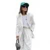 Women's Two Piece Pants White Striped Women Suits Slim Fit 2Piece/Double-Breasted Loose Blazer Wide Leg Pant/Fashion Lady Tailor-Made Set/Pl