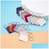 Schl￼sselringe PU Leder Anh￤nger Keychains Keyrings Quadrat Rec Chains Bag Charms Car Keys Halter S￼￟es Schmuckst￼ck Fashion Schmuck Accessori DHF1D