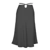 Skirts Summer Satin Skirt Women 2023 Fashion Solid Color Simple High Waist Midi Female Streetwear Casual Elegants Lace-Up