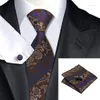 Bow Ties Hi-Tie İpek Lüks Erkekler Tie Dot Mavi Erkekler İçin Setky Kufflinks Set iş düğün kravat moda tasarımcısı