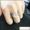 Band Rings 18K Gold Filled Solitaire Design High Carbon Diamond Women Wedding Ring Drop Delivery Jewelry Otrf0