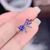 Bagues de cluster Exquis Sweet Bow Purple Zircon Ouverture Bague Femelle 925 Timbre Fête Anniversaire Bijoux De Mariage Cadeau En Gros