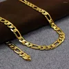 Pendanthalsband 7mm/10mm/12mm Figaro Chain Necklace 18K Yellow Gold Filled Classic Men clavicle choker smycken gåva 60 cm lång