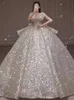 2023 Dubai Luxury a line Wedding Dresses sequined Plus Size Chapel Train Sweetheart vestido de novia Appliqued Bridal Wedding Gowns Custom Made