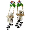 Baumelnde Ohrringe, Kronleuchter-Blume und Lemur-Anhänger für Mädchen, hochwertige kindliche weiße Emaille, schöner Tierschmuck, Geschenk für Sie