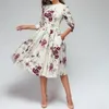 Vêtements ethniques 40 # robe Vintage femmes élégant a-ligne impression fête Vestidos grande balançoire à manches longues Vestido De Mujerethnique
