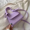 Bolsos de noche Patrón de cuero Crossbody for Women 2023 Fashion Pequeño bolso de hombro púrpura bolsos y carteras con mango