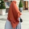 Roupas étnicas Dubai Mulheres muçulmanas turcas Longa Oração de Hijab Longo Cor de três camadas do lenço africano Ramadã Indonésia Conveniente