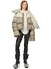 Gabardinas De Mujer Moda Abrigo De Invierno Unisex Cálido Puffer Parkas Chaqueta Hinchada Cuello Alto Bufanda Diseño Algodón Acolchado A Prueba De Viento Manga Larga