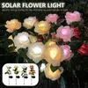 Head LED Solar Simulation Rose Flower Light Garden Yard Lawn Night Lamp Landscape Home Decoration Flowers L