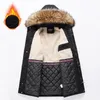 Men's Down Autumn Winter Velvet Parkas Jackets Men Outdoor Fashion Hooded Fur Collar Windbreaker Coats Mid-long Cotton Padded Outerwear