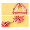 Dog Collars Fashion Designer Bowtie Harness And Leash Set Small Medium Striped Lead For Outdoor Pet Price