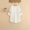 Abiti da festa Vintage anni '70 Ricamo floreale Mori Girl MINI Abito bianco Hippie Summer Abbigliamento donna Abiti casual con maniche a sbuffo L Plus Size