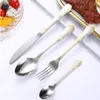 Set di stoviglie 24 pezzi KuBac Hommi Set in acciaio inossidabile placcato oro Coltello da tavola Forchetta Posate Drop