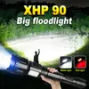 Ficklampor facklor XHP90 Kraftfull militär ficklampa med zoom 500000 Lumens Army Tactical Flash Light Readgeble Mini Torch Light Camping Lamp 0109