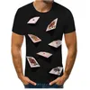 Camisetas masculinas 2023 Poker Men T-shirts 3D Tops Tees Fashion Ace Impresso Summer outono de manga curta Faddish Casual Clothing