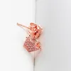Rose Gold Pink Crown Stud Ohrringe für Pandora Authentic Sterling Silber Hochzeitsfeier Schmuck für Frauen Mädchen Freundin Geschenk Designer Ohrring mit Originalschachtel