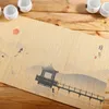 テーブルクロス環境に優しい中国の禅竹ティーマット印刷手描きの旗の手断引き立て式ティーポットマット