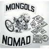 Швейные представления инструментов Монголы Nomad MC Biker Vest Embroideryes 1 MFFM в железе памяти на FL задней части куртки мотоцикл.