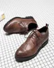 Mens casual shoes wingtip black leather formal wedding dress derby oxfords flat tan brogues shoes for men2932866