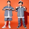 Scene Wear Boys Tooling Shirts Hip Hop Dance Costume For Kids Short ärmar Jazz Performance Outfit Girls Kpop Concert Clothes BL8768