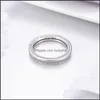 Wedding Rings Vintage Sieraden Real 925 Sterling Sier FL Ronde Cut White Sapphire CZ Diamond Gemstones Women Band Ring Gift 3060 Q2 D OT0FG