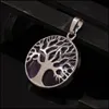 سحر الحجر الطبيعي Turooise Tree of Life Pendant Opal Pink Crystal for Necklace Drop Drop.