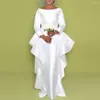 Roupas étnicas KK 2023 Vestidos de babados de inverno de outono para mulheres de manga longa vestidos de noite elegantes túnicos africaine femme kaftan abayas