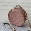 CC Brand Cross Body Donna Mini borse rotonde rosa con manico foderato a specchio Vanity Caviar Pelle bovina Classic Diamond Quilted Hardware Chain Crossbody Wallets Designer