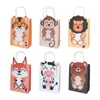 Personalizzato Cute Jungle Animal Tote Bag Zoo Happy Birthday Party Paper Candy Box Sacchetti di carta regalo per bambini A379